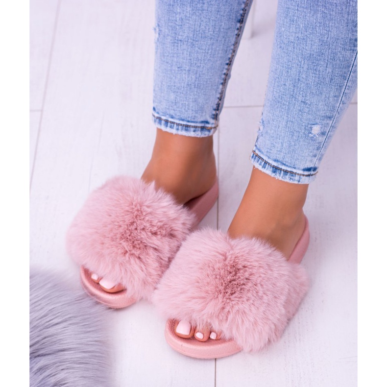 Chaussons Femme Lu Boo Avec Fourrure Rose Fourrure Xxl 2