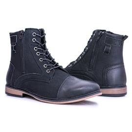 EVE Bottes chaudes en cuir pour hommes avec fermetures éclair Grendy le noir 2