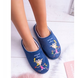 Pantoufles Dreex Plush Bleu Marine Pour Femmes Je Cours Parce Que J'aime 1