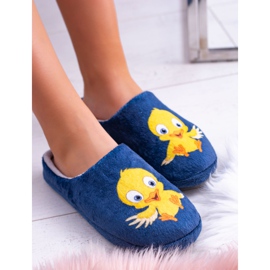 Pantoufles chaudes domestiques Dreex pour femmes avec un oiseau bleu marin 2