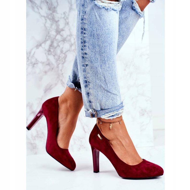 Escarpins en daim bordeaux pour femmes sur une barre Sergio Leone Campbell rouge 2