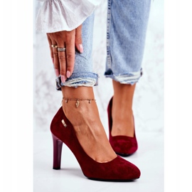 Escarpins en daim bordeaux pour femmes sur une barre Sergio Leone Campbell rouge 3