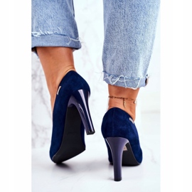 Escarpins Femme En Daim Bleu Marine Sur Une Barre Sergio Leone Campbell 4