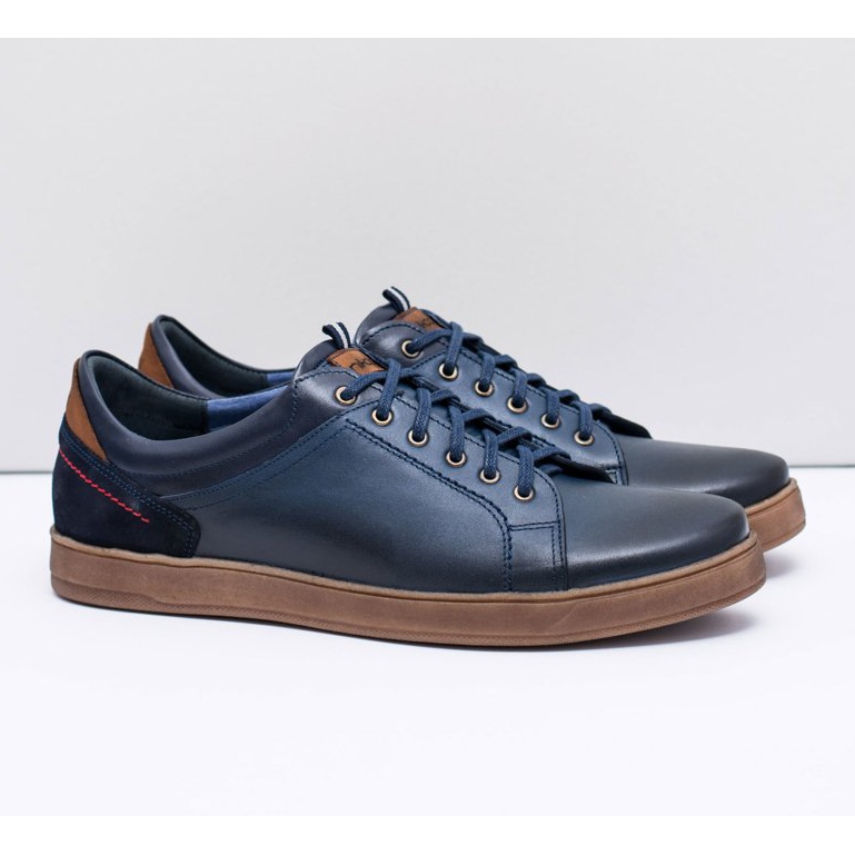 Chaussures de sport pour hommes en cuir bleu marine Nikopol Design 2