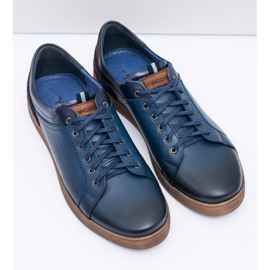 Chaussures de sport pour hommes en cuir bleu marine Nikopol Design 1