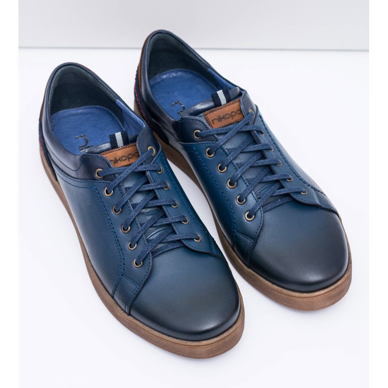 Chaussures de sport pour hommes en cuir bleu marine Nikopol Design 1