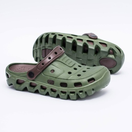 Flameshoes Pantoufles Garden Light pour hommes vertes Kroks Eva brun 1