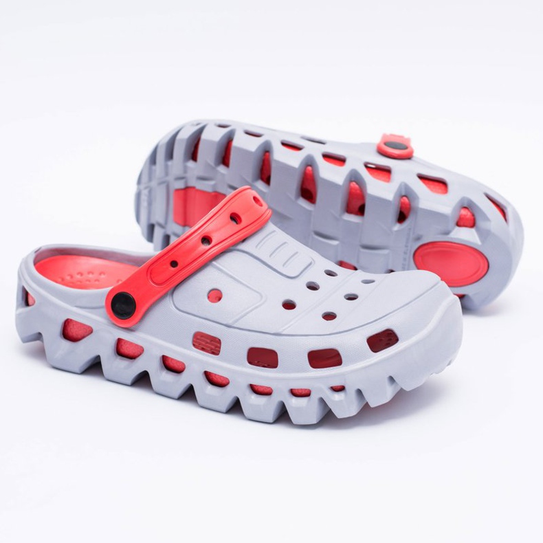 Flameshoes Pantoufles légères Garden pour hommes grises Kroks Eva rouge 1