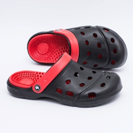 Flameshoes Chaussons de jardin pour hommes Kroks Eva Noir rouge 1