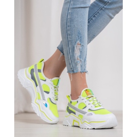 SHELOVET Baskets fluo blanche jaune 1