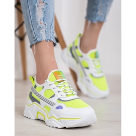 SHELOVET Baskets fluo blanche jaune 5