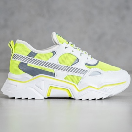 SHELOVET Baskets fluo blanche jaune 2