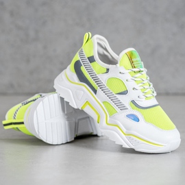 SHELOVET Baskets fluo blanche jaune 3