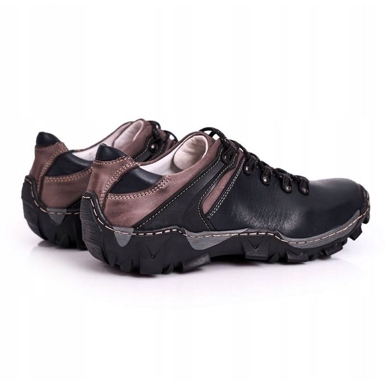 Bednarek Polish Shoes Chaussures de trekking en cuir pour hommes Filippo bleu marine 1