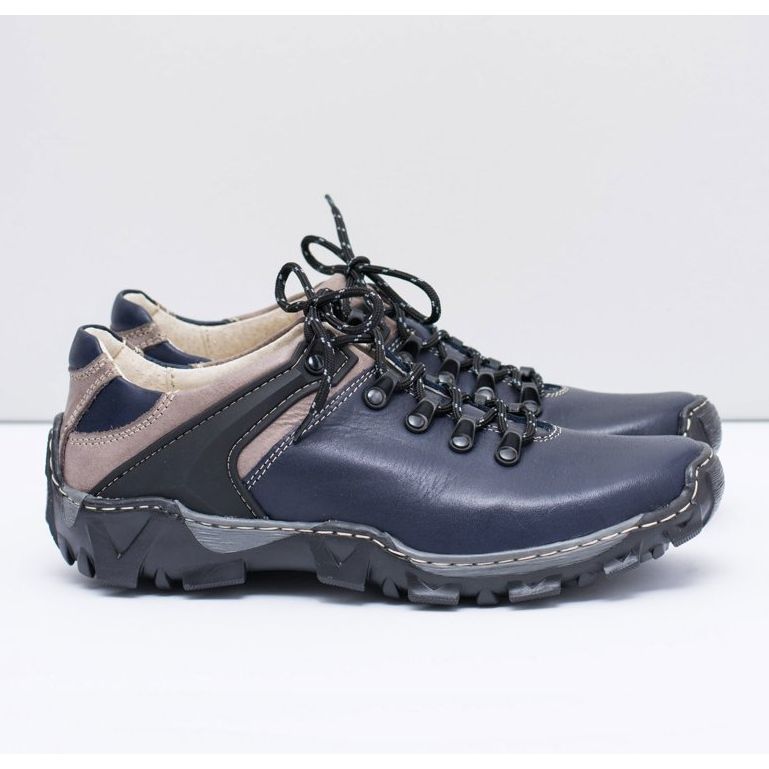 Bednarek Polish Shoes Chaussures de trekking en cuir pour hommes Filippo bleu marine 2