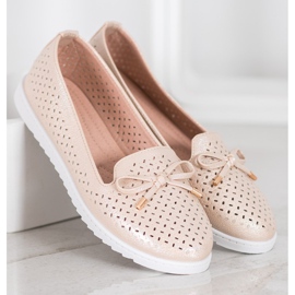 Weide Mocassins ajourés à paillettes brun 3