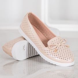 Weide Mocassins ajourés à paillettes brun 4