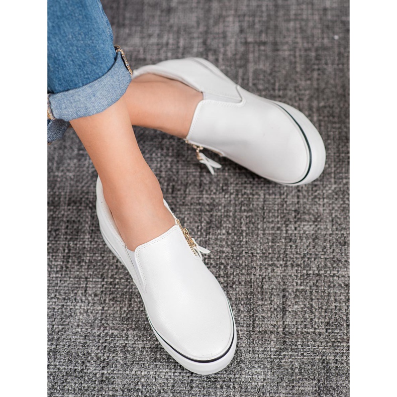 SHELOVET Slipons Blancs Avec Une Fermeture Éclair blanche 1 SHELOVET Slipons Blancs Avec Une Fermeture Éclair blanche 1