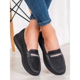 Small Swan Mocassins Sur La Plateforme le noir 2