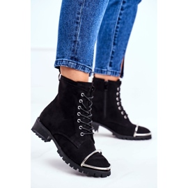 Bottes pour femmes Lu Boo Black Suede Workers avec un cadre en acier Jacksy le noir 1
