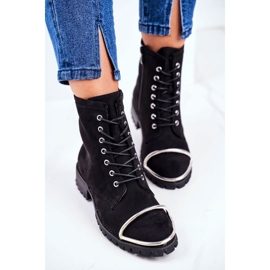 Bottes pour femmes Lu Boo Black Suede Workers avec un cadre en acier Jacksy le noir 4