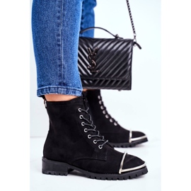 Bottes pour femmes Lu Boo Black Suede Workers avec un cadre en acier Jacksy le noir 3