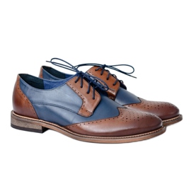 Nikopol Chaussures élégantes en cuir bleu marine pour hommes Mortes brun 1