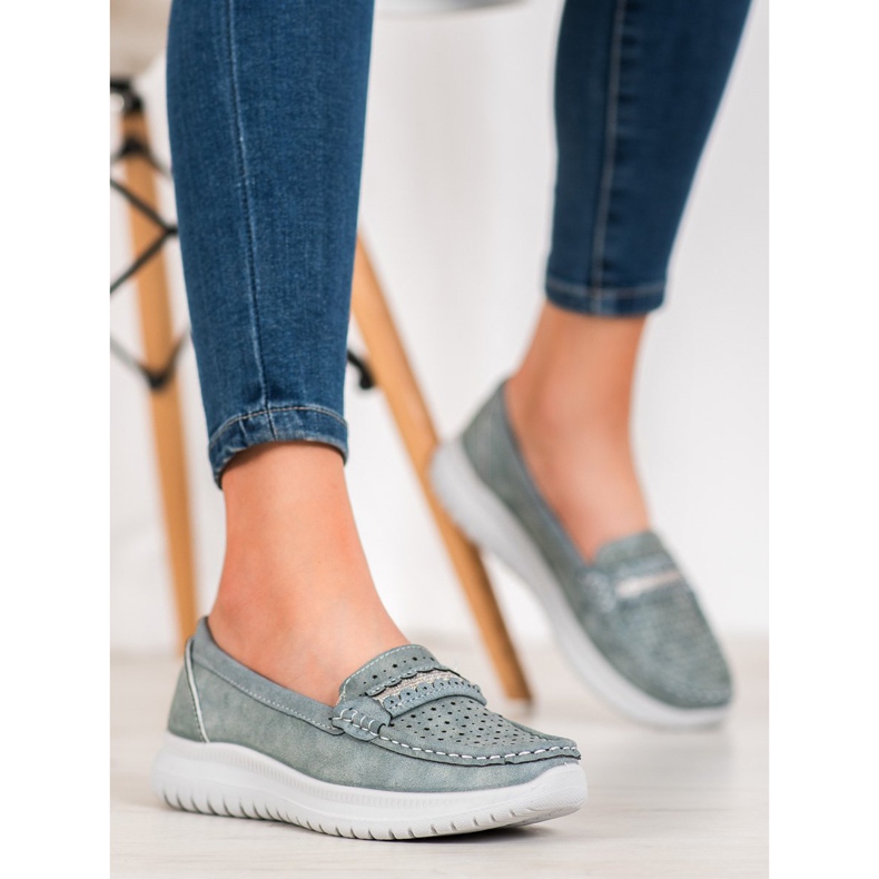 Small Swan Mocassins Sur La Plateforme bleu gris 2