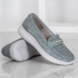Small Swan Mocassins Sur La Plateforme bleu gris 1