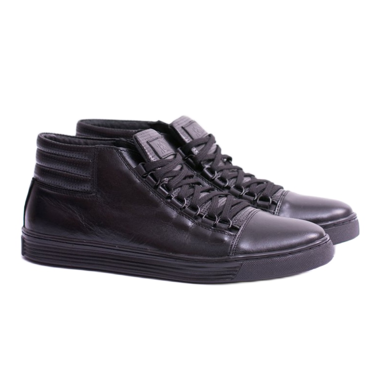 KENT Baskets en cuir noires Torres pour hommes 1