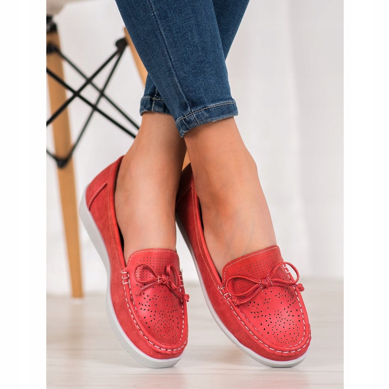 SHELOVET Mocassins confortables rouge 2 SHELOVET Mocassins confortables rouge 2
