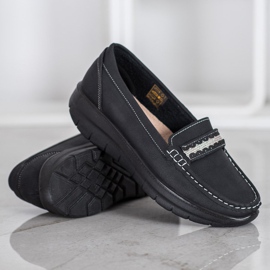 SHELOVET Mocassins confortables sur la plate-forme noir 1