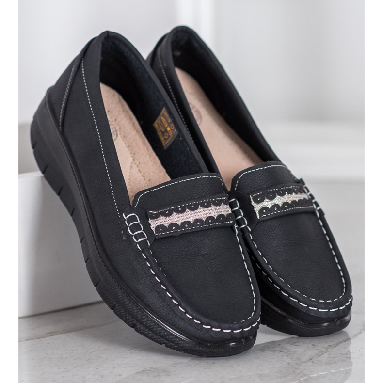 SHELOVET Mocassins confortables sur la plate-forme noir 2