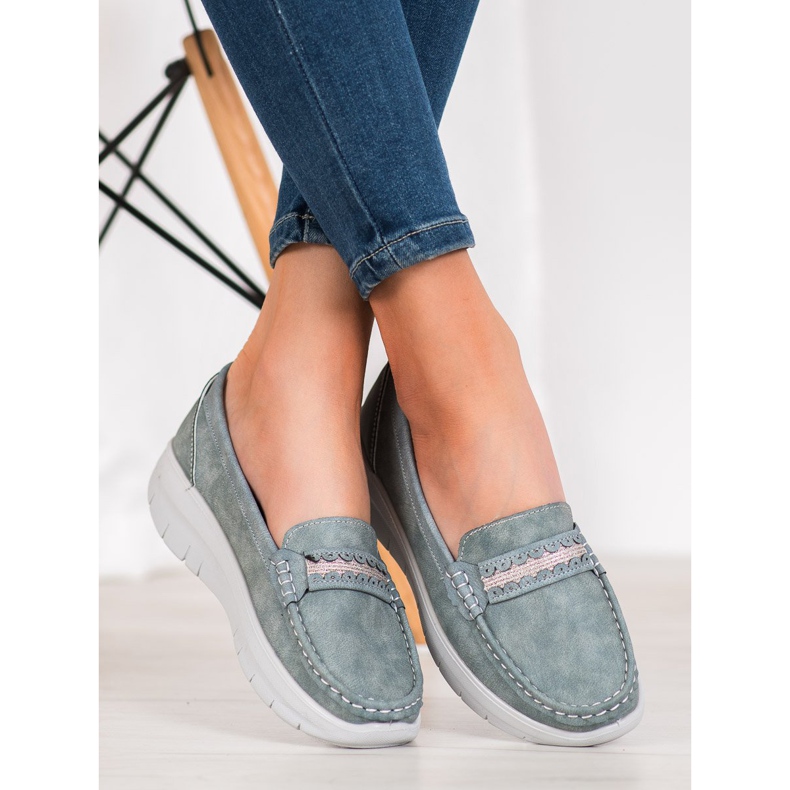 SHELOVET Mocassins confortables sur la plate-forme bleu 1