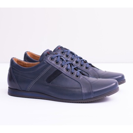 Neex Chaussures de sport en cuir pour hommes Sferis bleu marine 1