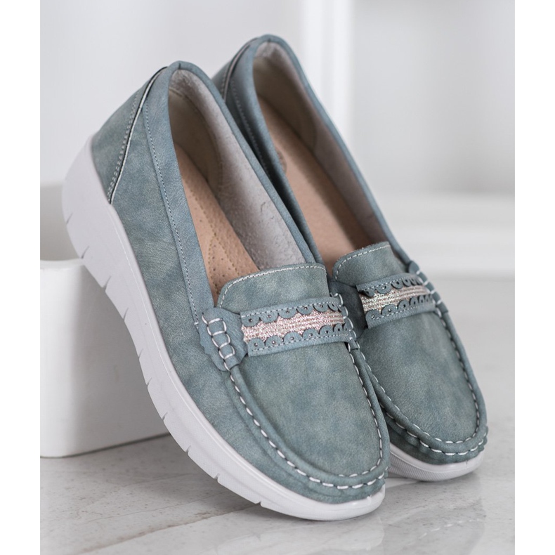 SHELOVET Mocassins confortables sur la plate-forme bleu 2