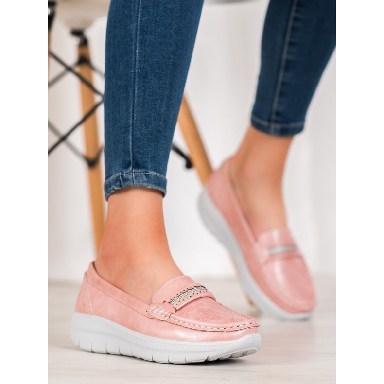 SHELOVET Mocassins confortables sur la plate-forme rose 1 SHELOVET Mocassins confortables sur la plate-forme rose 1