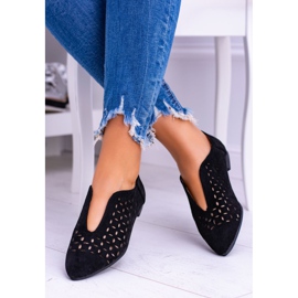 Chaussures à enfiler Synthia pour femmes en daim noir Lu Boo 1