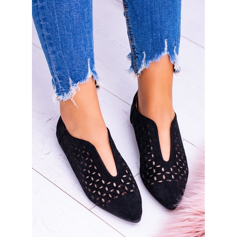 Chaussures à enfiler Synthia pour femmes en daim noir Lu Boo le noir 2