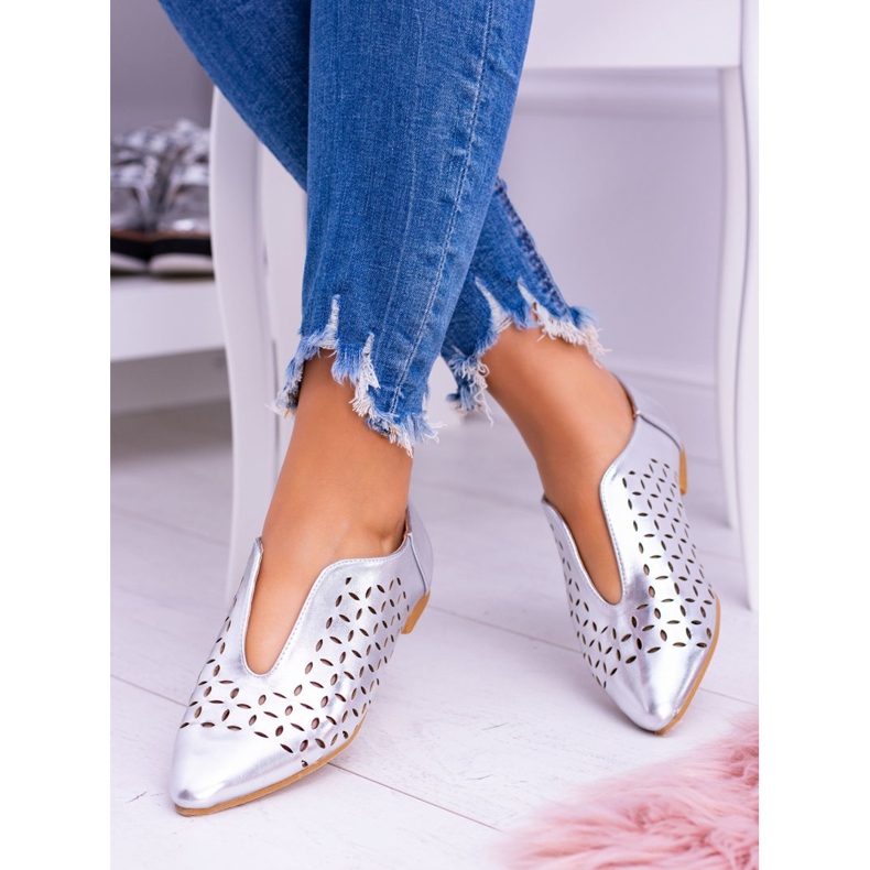 Chaussures à enfiler Lu Boo Argent Synthia pour femmes gris 1