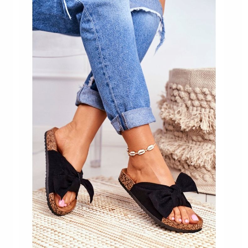 PS1 Chaussons pour femmes sur nœuds en liège Wendy Black noir 2