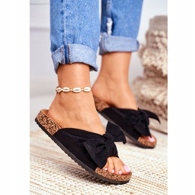 PS1 Chaussons pour femmes sur nœuds en liège Wendy Black noir 1