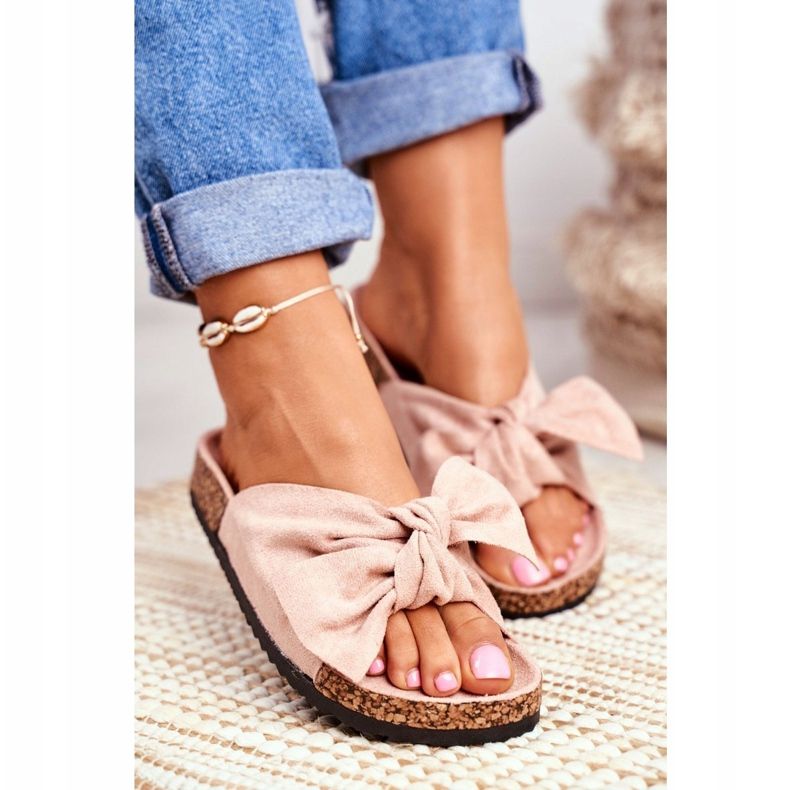 PS1 Chaussons pour femmes sur nœuds en liège Wendy Pink rose 1