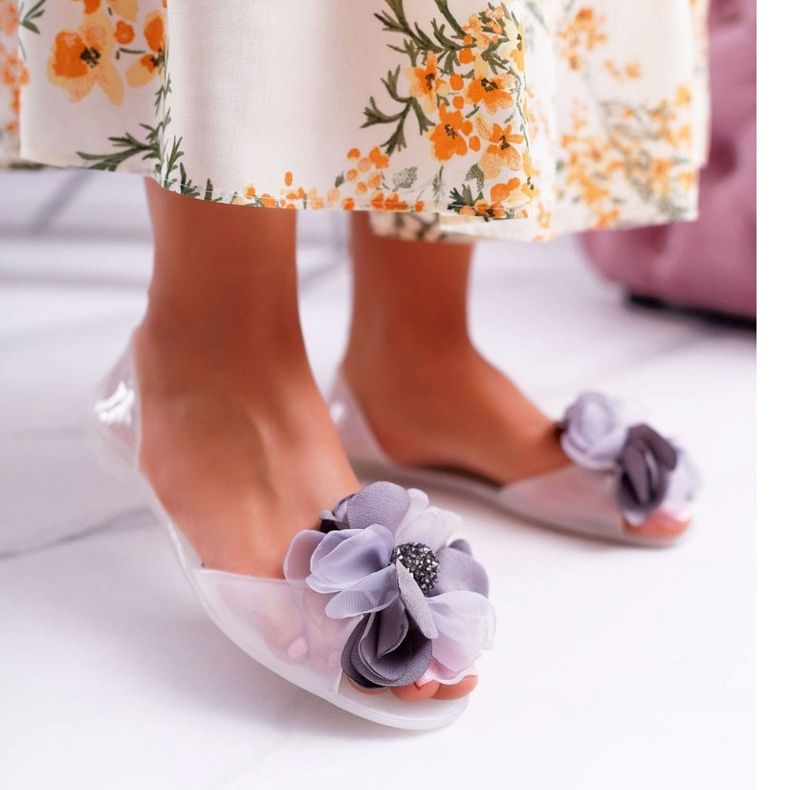 Lu Boo | Ballerines Caoutchouc Fleurs Meliski Blanc Candela 1