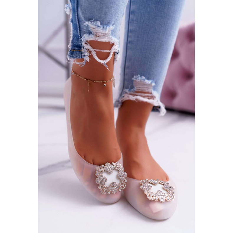 Lu Boo | Ballerines Caoutchouc Blanches Meliski Strass Palita 1