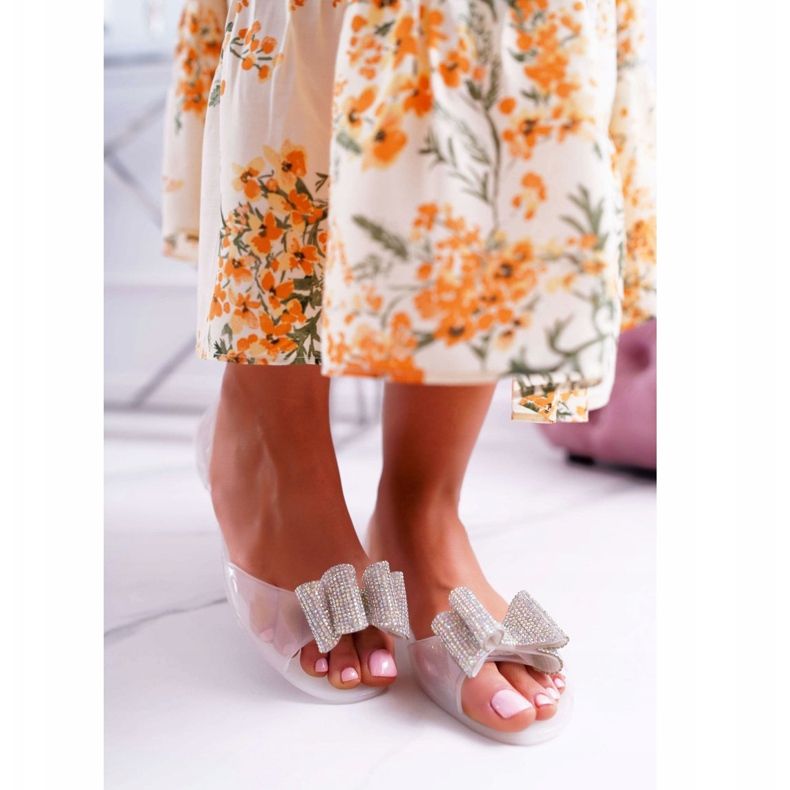 Lu Boo | Ballerines Caoutchouc Meliski Bow Blanc Cindela blanche 2