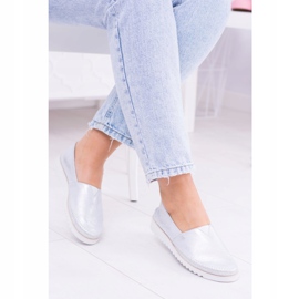 Butmil Slip On Femme En Cuir Argenté Frela gris 1