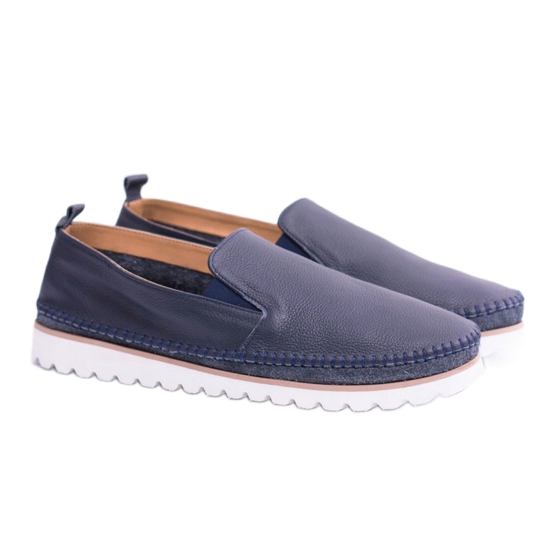 Mocassins Homme Perlugo Bleu Marine En Cuir 1