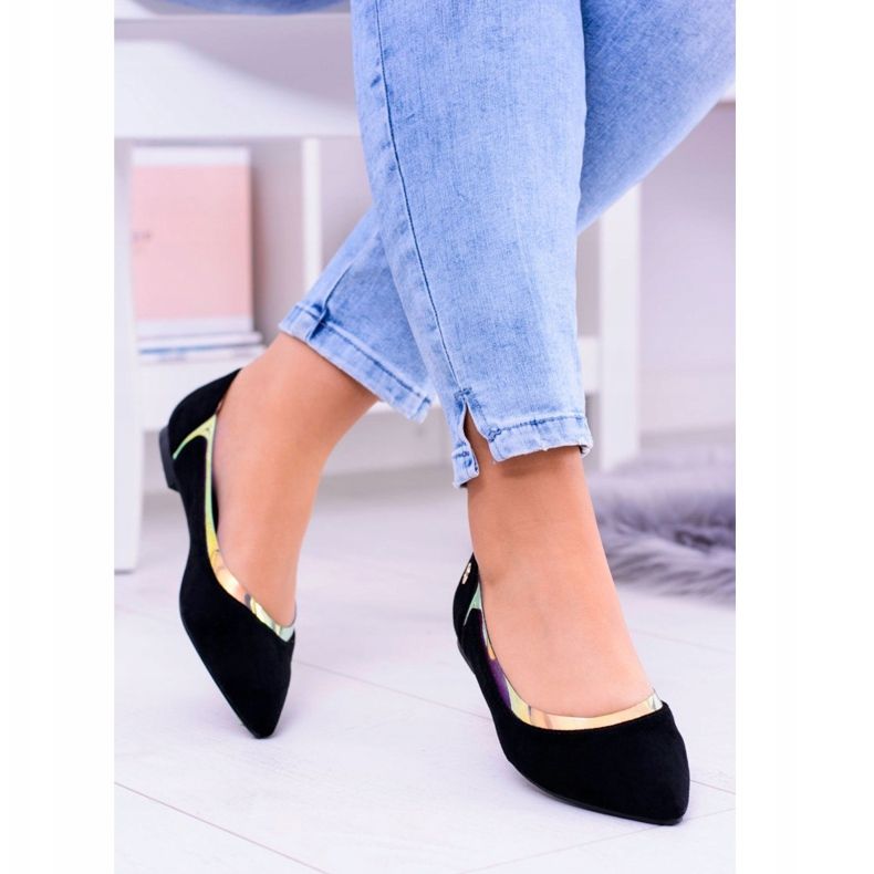 Lu Boo Ballerines Holographiques Transparentes Noires en Szpic Lison 1