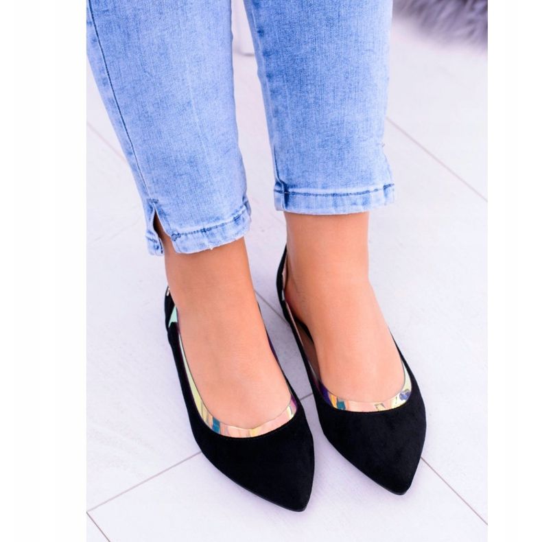 Lu Boo Ballerines Holographiques Transparentes Noires en Szpic Lison 2